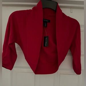 WHBM Red Cropped Shrug Cardigan NWT XS Open Front Bolero